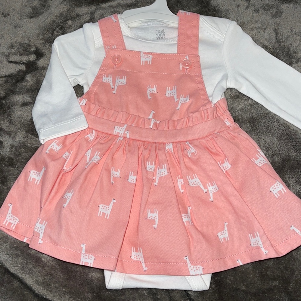 Carter’s Pink Giraffe Overall Dress